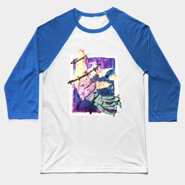 Space Whales Baseball T-Shirt by komarxian